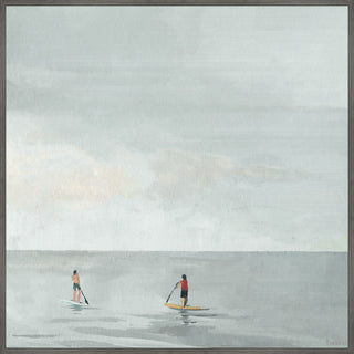 "Paddle Boarding Fun" Floater Framed Painting Print on Canvas, 48"x48"