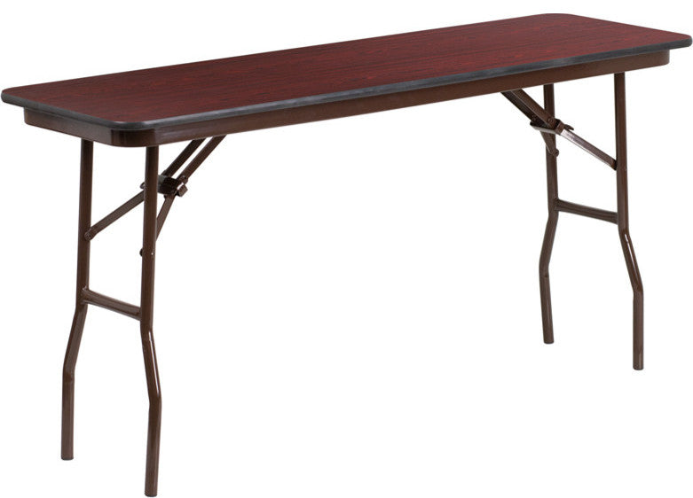 18"x60" Rectangular High Pressure Mahogany Laminate Folding Training Table