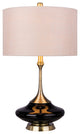Black Glass & Antique Brass Metal Glass, Metal Table Lamp, Retro 26.5"