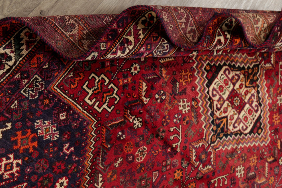 Consigned, Persian Antique Oriental Traditional Hand-Knotted Area Rug, Red, 7x9