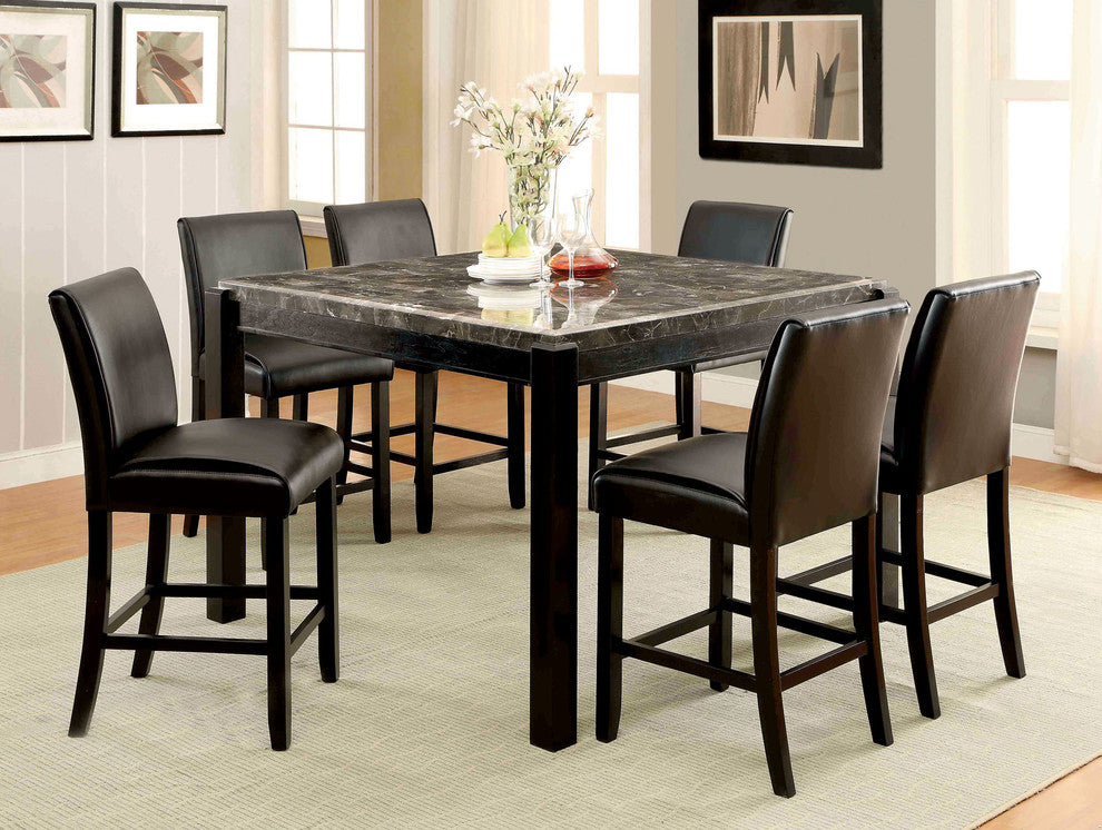 Joneson Leatherette Parson Counter Height Dining Chairs, Set of 2, Black