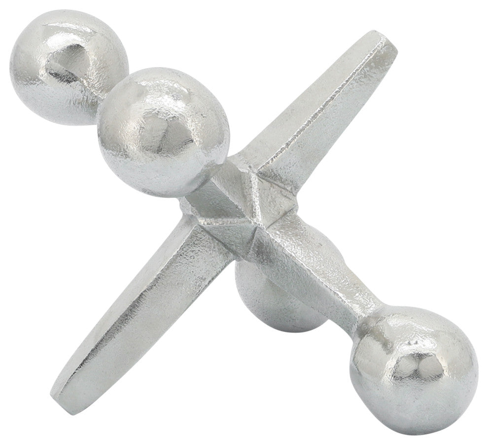 Silver Metal Jacks Decor, 5"