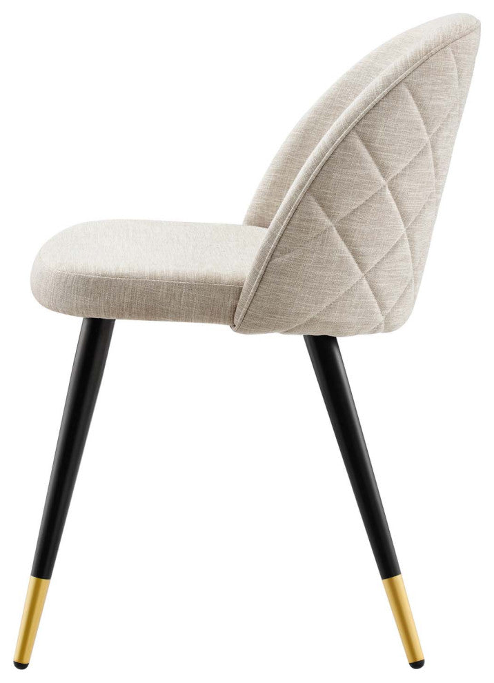 Side Dining Chair, Set of 2, Fabric, Beige, Cafe Bistro Restaurant Hospitality