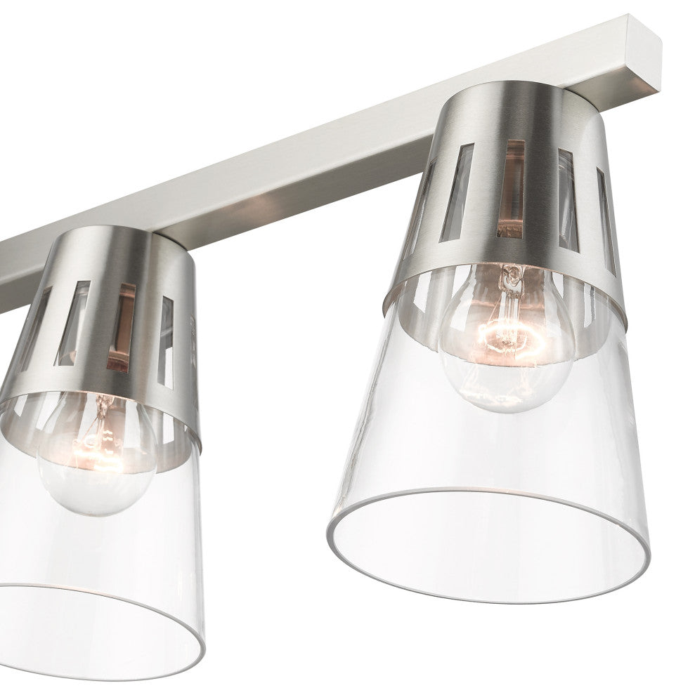5 Light Brushed Nickel Large Linear Chandelier