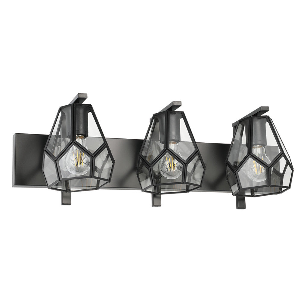 Mardyke 3-Light Bath/Vanity Light, Matte Black Finish, Clear Glass Shade
