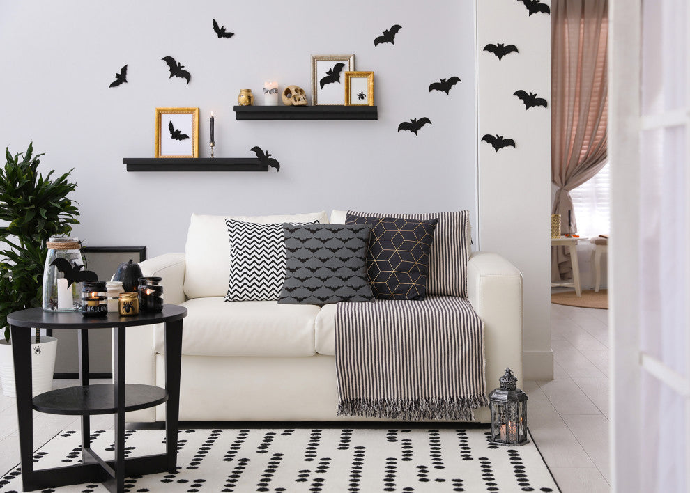 16" x 16" Bat Colony Decorative Throw Pillow, Steel Gray