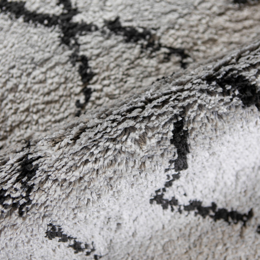 Aspen Shag Polypropylene Area Rug, Gray/Black, 2'2" X 10'