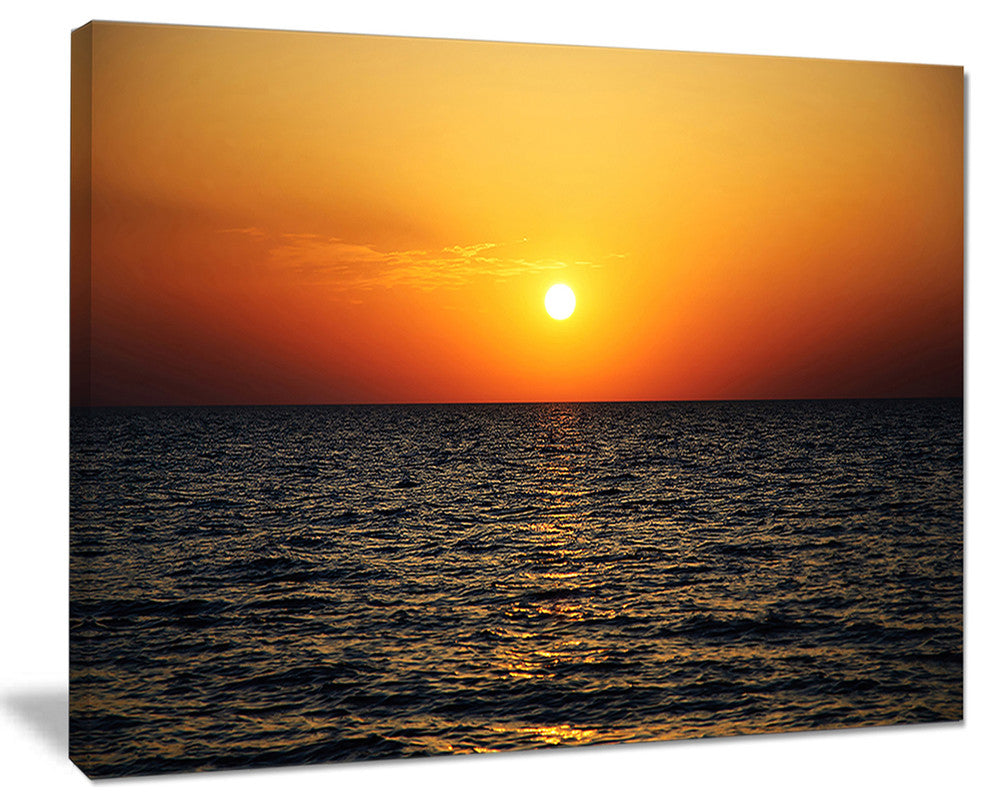"Sunset Panorama Under Sea Surface" Modern Seashore Canvas Art, 40"x30"