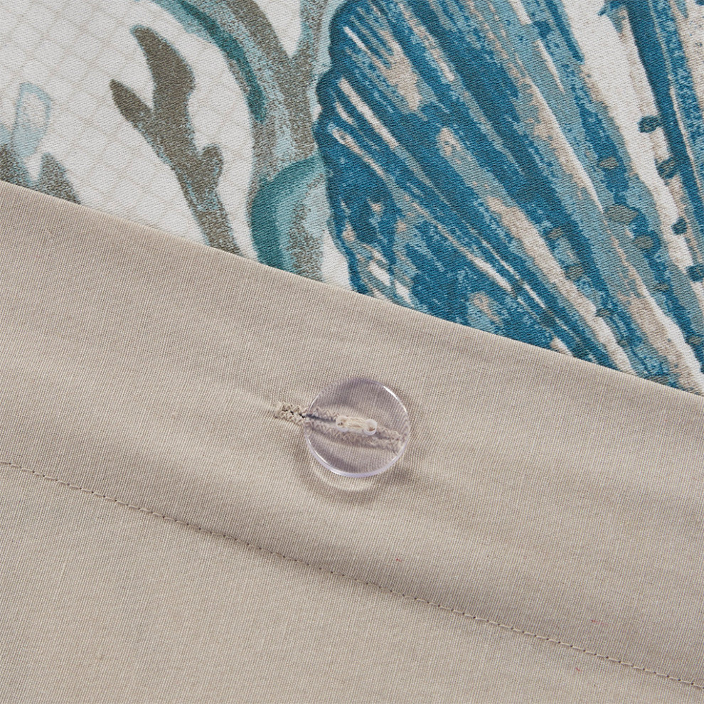 Madison Park Pebble Beach 6 Piece Cotton Sateen Duvet Cover Set, Aqua