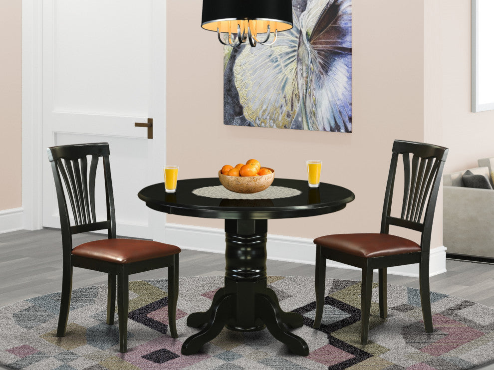 3 Pc Dinette Set -Dining Table And 2 Kitchen Dining Chairs, Black