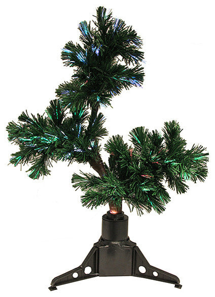 Pre-Lit Fiber Optic Bonsai-Style Artificial Pine Christmas Tree, Multi, 2'