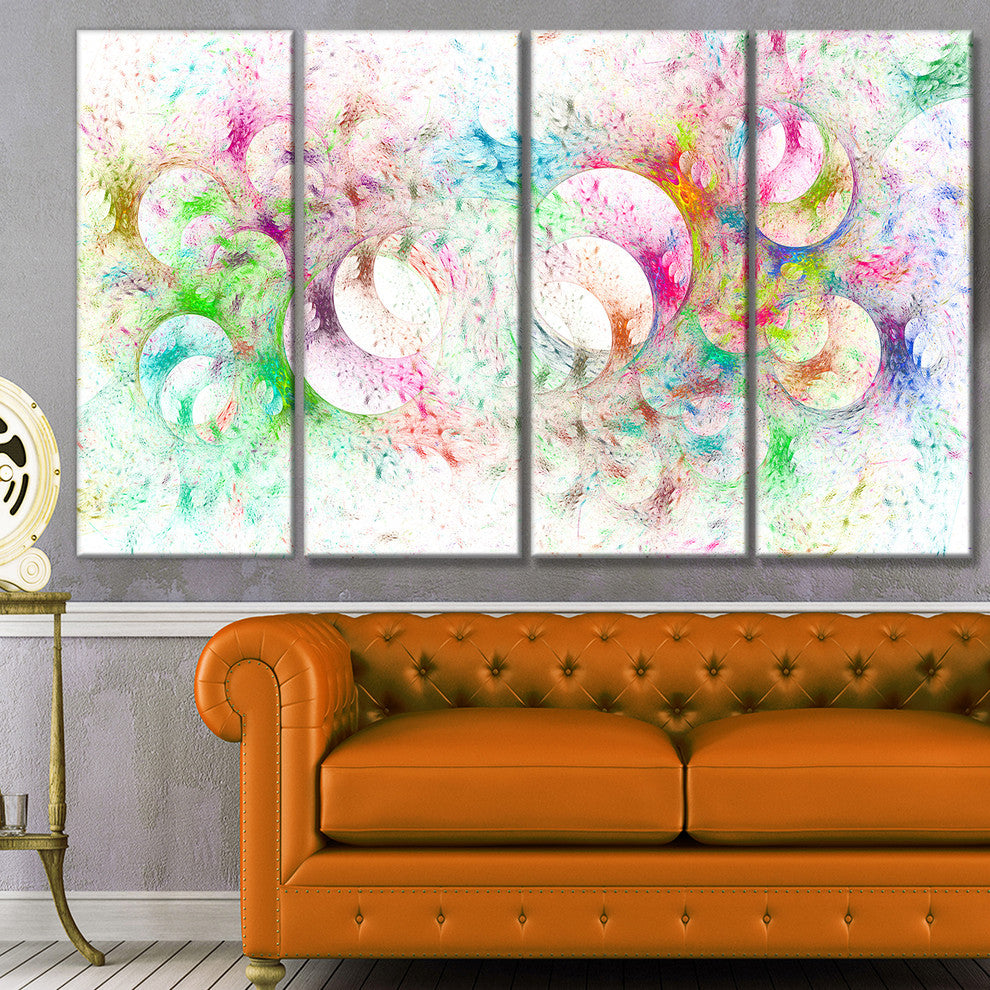 Snow Fractal Ornamental Glass, Abstract Canvas Art Print, 48"x28", 4 Panels