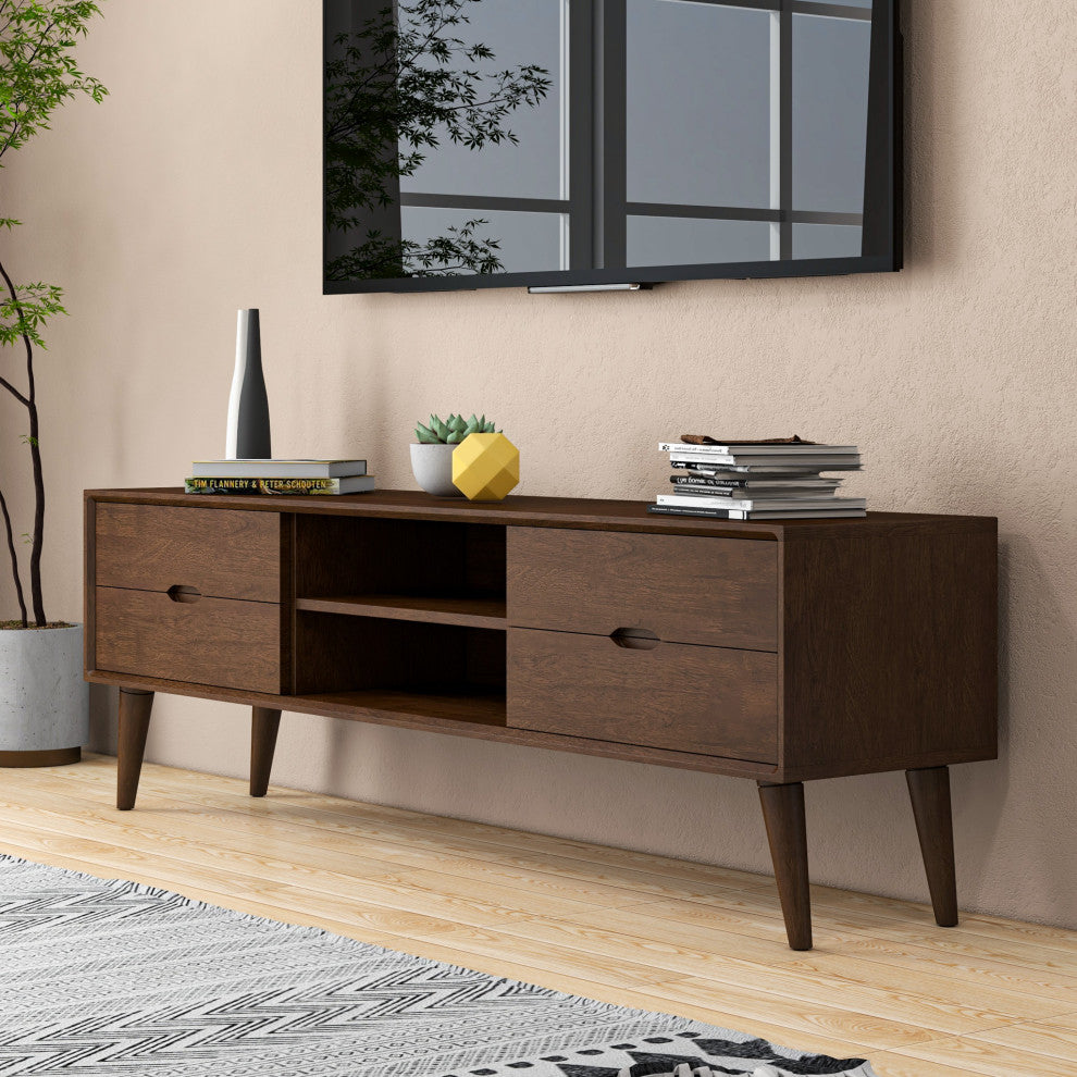 Benjamin Mid-Century Modern Solid Wood TV Stand With 6 storage cabinet