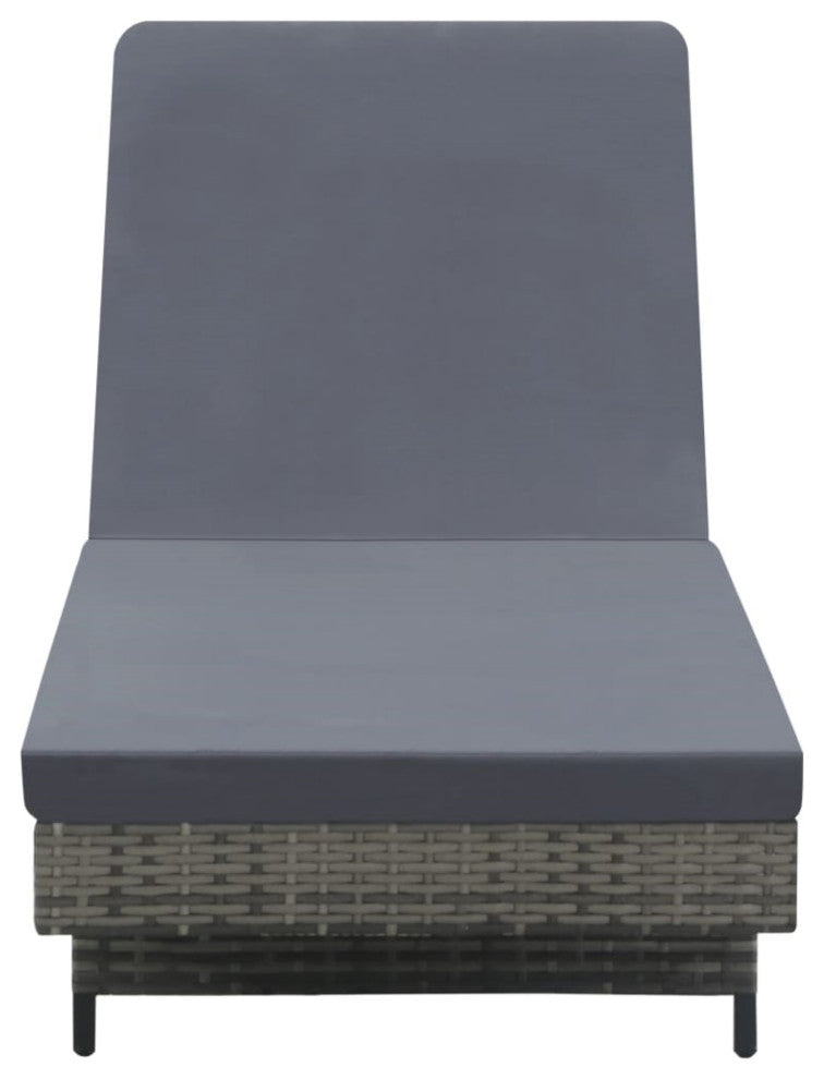 Vidaxl Sun Lounger With Wheels and Cushion Poly Rattan Anthracite