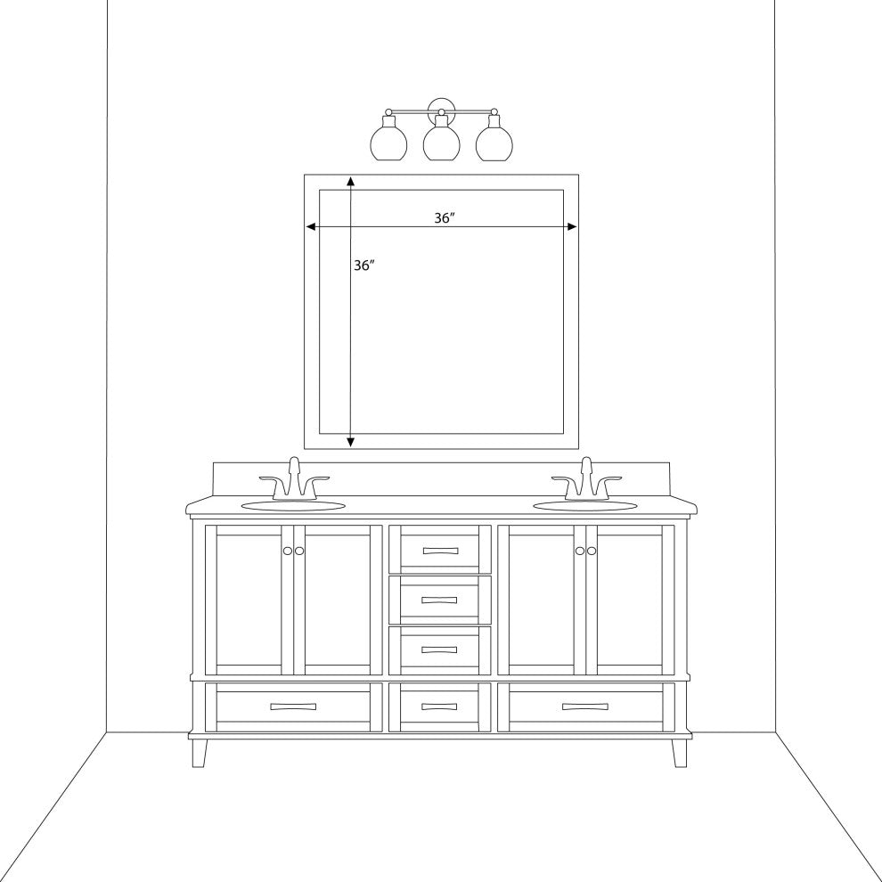 Woodford Framed Wall Mirror, Nickel, 36" X 36"