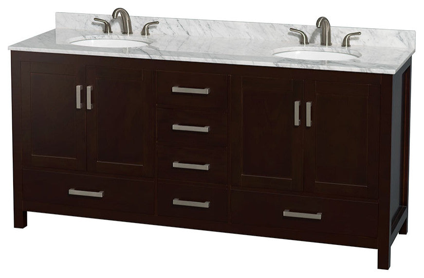 Wyndham WCS141472DESCMUNOMXX 72 Inch Single Vanity with Carrera Marble Top