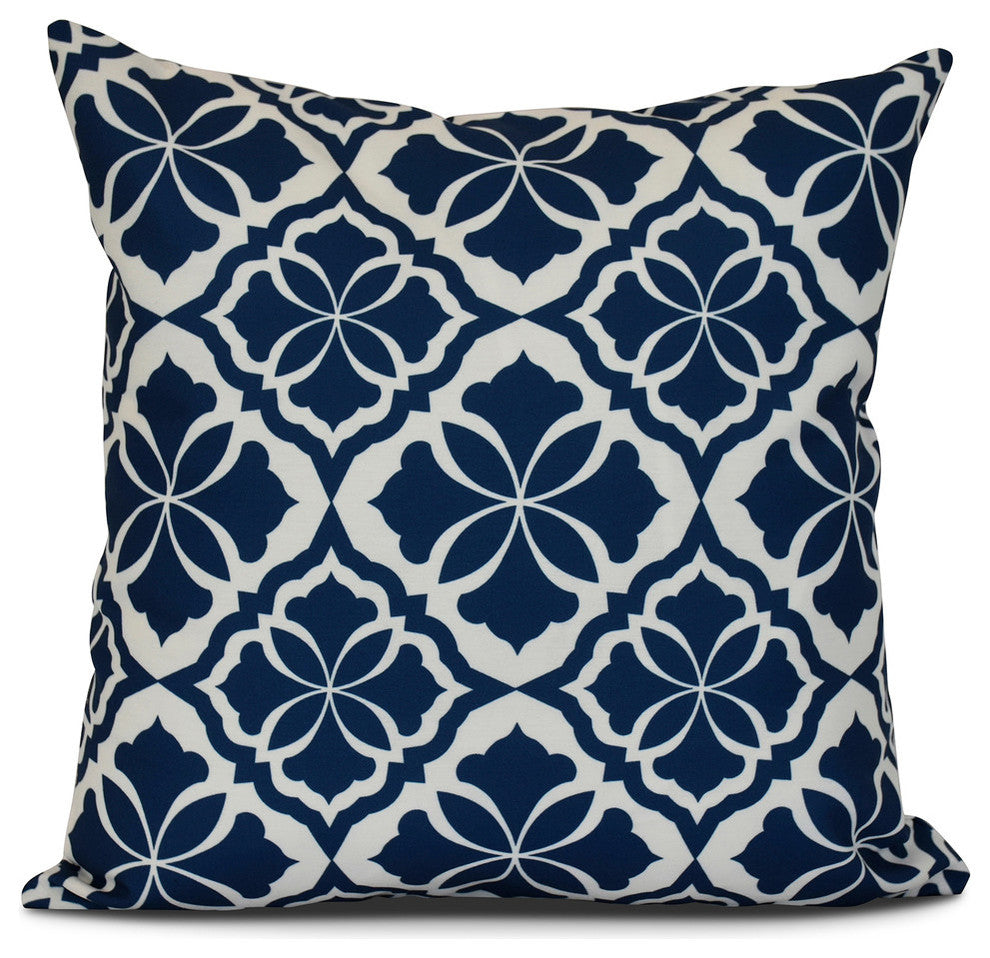 Ceylon, Geometric Print Pillow, Blue, 16"x16"