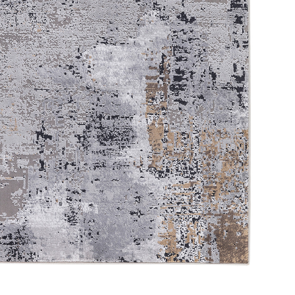 Haleena Wright Gray/Gold Polyester Blend Area Rug, 10'3"x14'