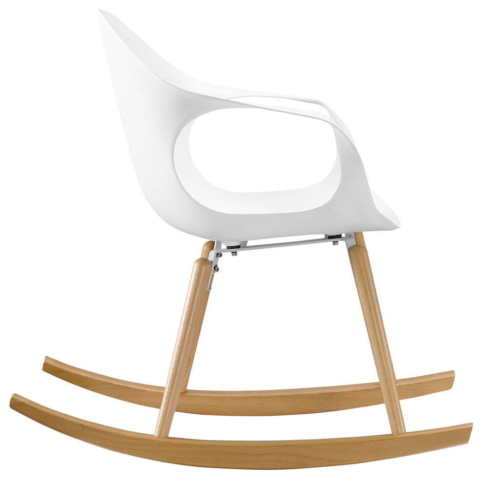 Modern Contemporary Rocking Chair, White Plastic