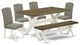 X076En206-6, 6-Piece Table Top and Jacobean Small Bench and 4 Chairs, Black