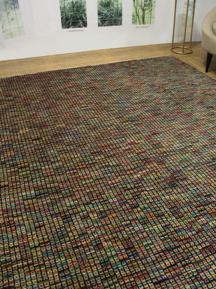 High-Low Chobi Albertyn Green Rug, 8'0x10'2