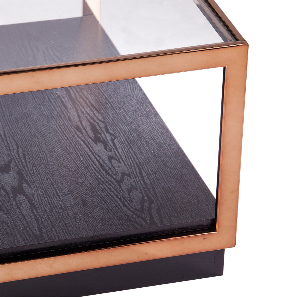 Lexington Glass-Top Cocktail Table, Champagne and Black