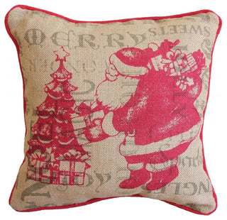 Saint Nick Christmas With Printed Burlap Collection Pillow With Polyester Filled