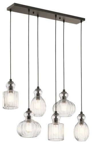 Linear Chandelier 6-Light, Olde Bronze