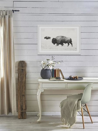 "Buffalo Pair" Framed Painting Print, 24"x16"