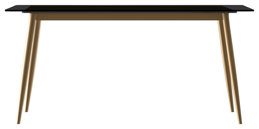 Zayle Dining Table with Rectangular Tabletop in Steel, Black, 71" Wide