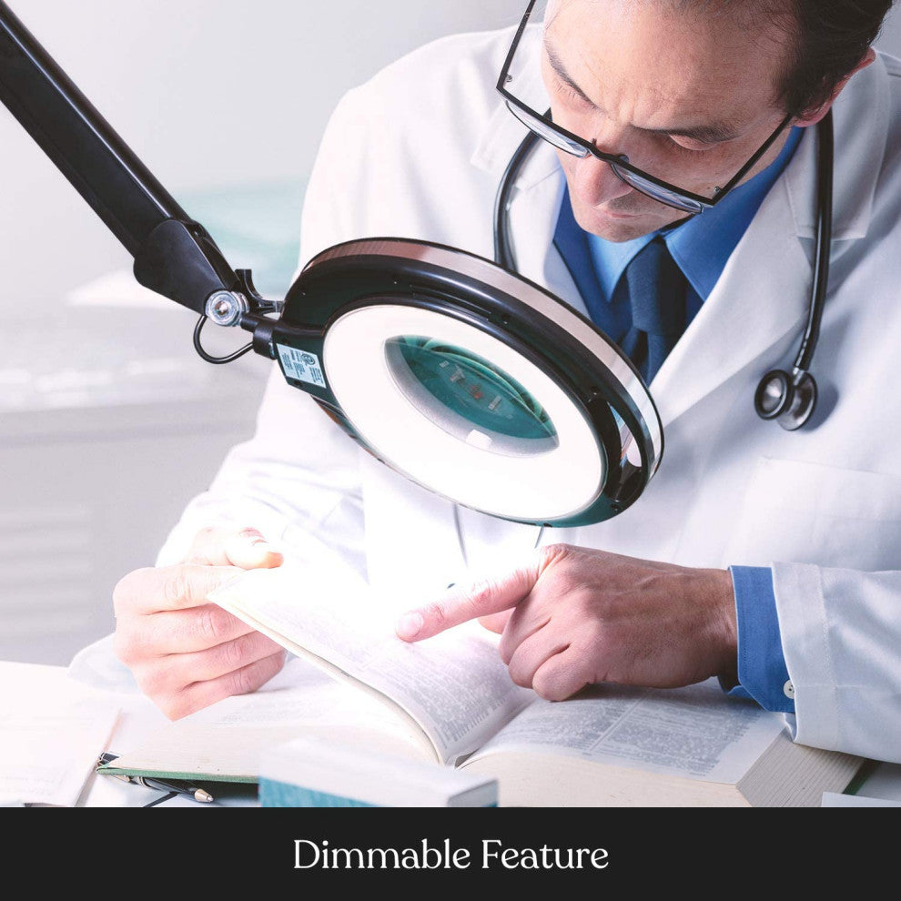 LightView Pro 6 Wheel Rolling Base Magnifying Floor Lamp, Magnifier, 5 Diopter