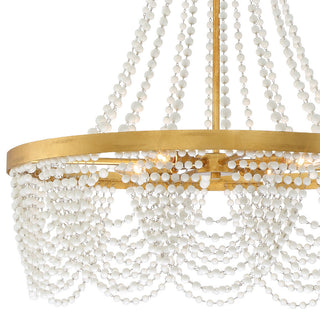 Crystorama FIO-A9104-GA-WH, 4-Light Chandelier, Antique Gold