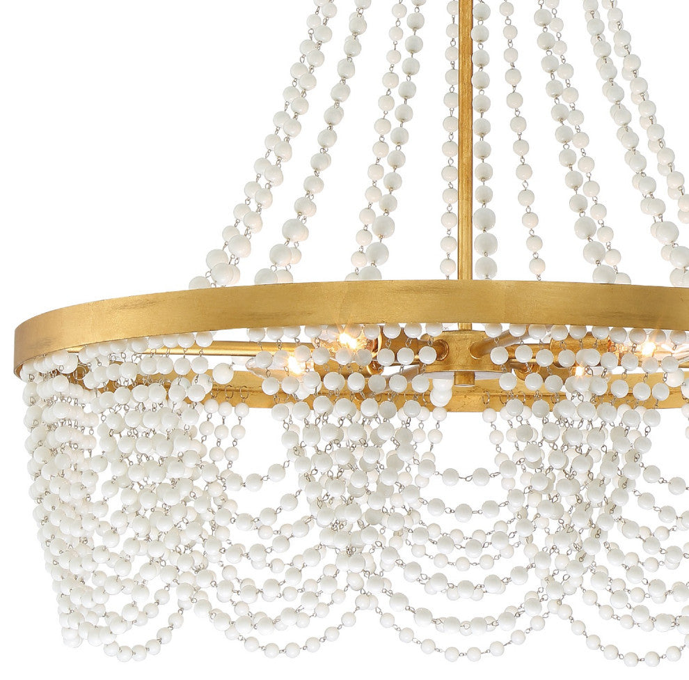 Crystorama FIO-A9104-GA-WH, 4-Light Chandelier, Antique Gold