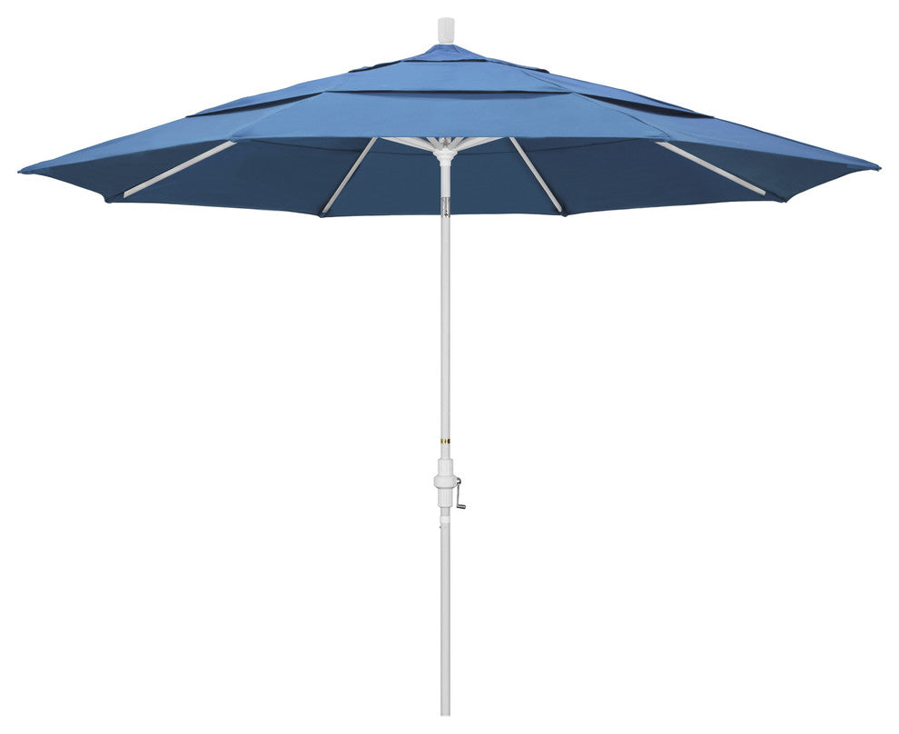 11' Aluminum Umbrella Collar Tilt Matted White, Olefin, Frost Blue