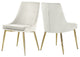 Karina Velvet Dining Chairs, Set of 2, Cream, Gold Base