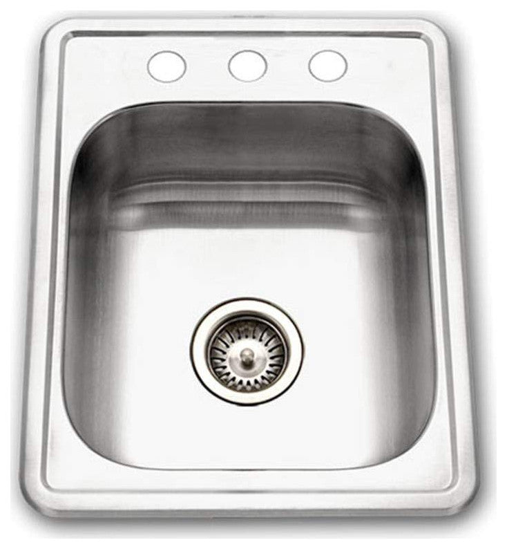 Houzer A1722-7BS Glowtone 17" Drop In Single Basin Stainless - Stainless Steel