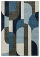 3' X 5' Blue Grey Charcoal and Purple Geometric Power Loom Area Rug