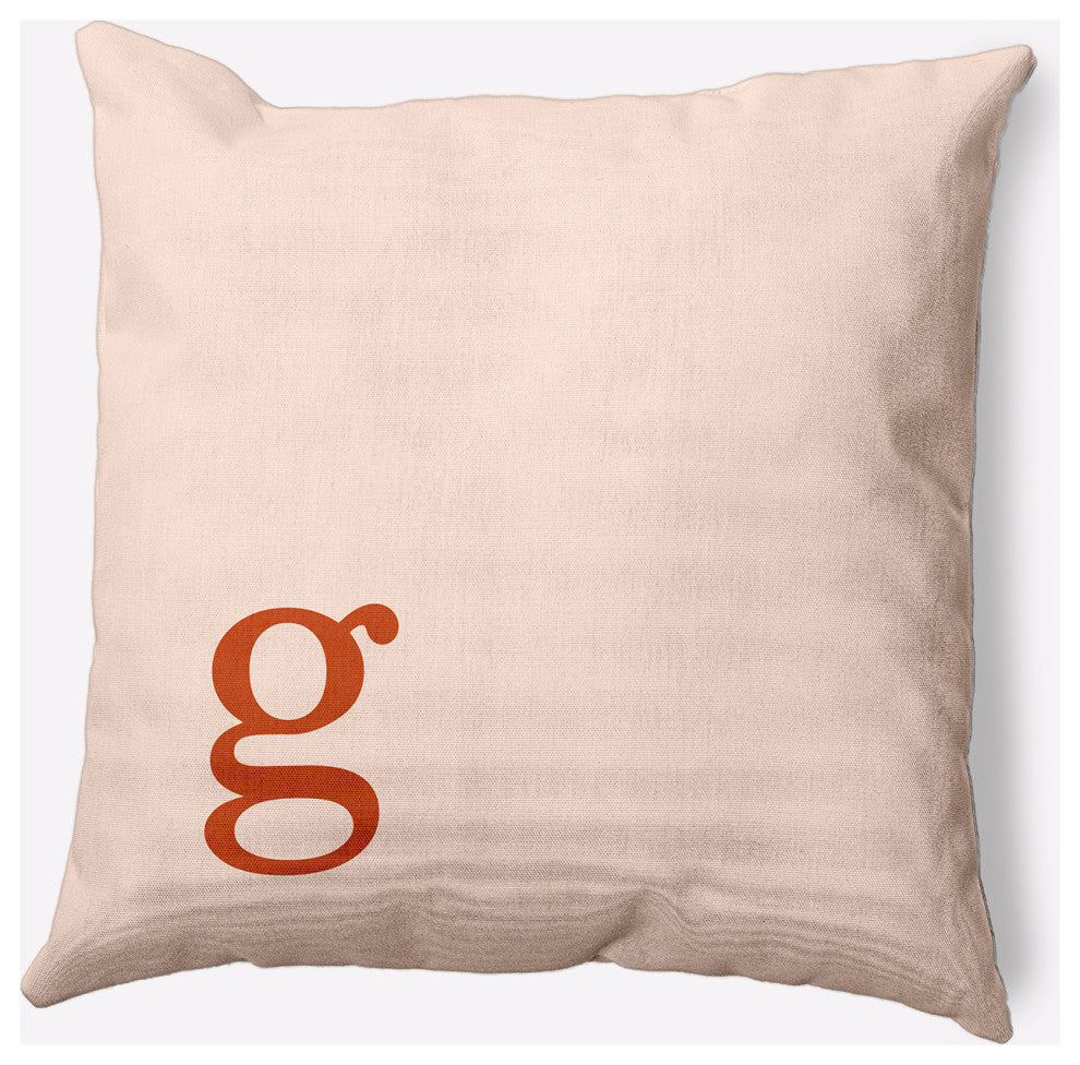 18" x 18" Modern Monogram Indoor/Outdoor Polyester Throw Pillow, Sienna