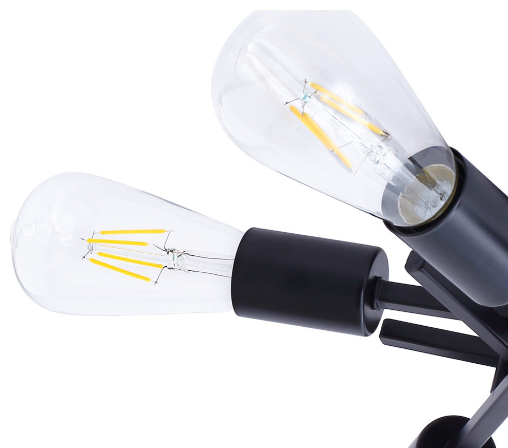 Black 6-Light Unique Sputnik Semi Flush Mount Light