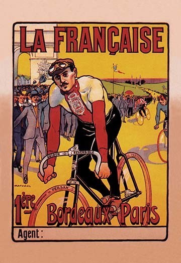 La Francaise: Bordeaux-Paris Bicycle Race- Fine Art Giclee Print 24" x 36"