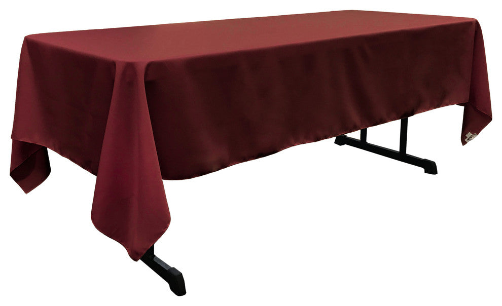 LA Linen Polyester Poplin Rectangular Tablecloth 60"x144", Burgundy