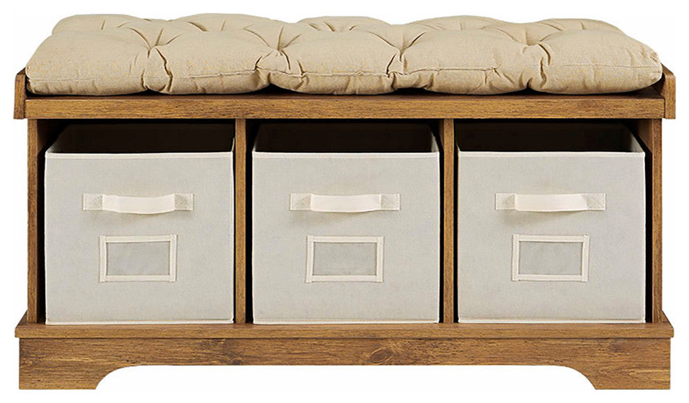Essential 42" Modern Farmhouse Entryway Storage Bench - Barnwood