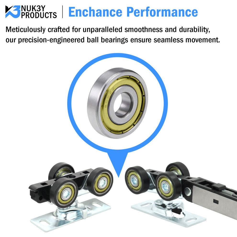 Nuk3y Bypass Sliding Door Hardware Soft close with Finger Pull, Black, 48" Track