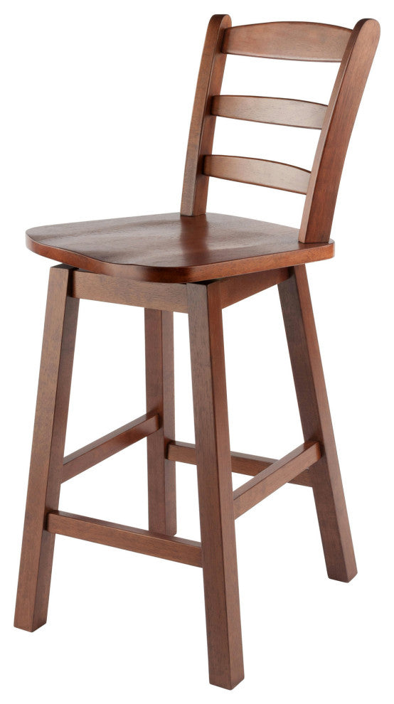 Scalera Ladder-back Swivel Seat Counter Stool, Walnut