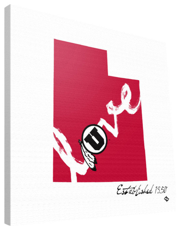 University of Utah Utes Established Love Canvas Print, 12"x12"