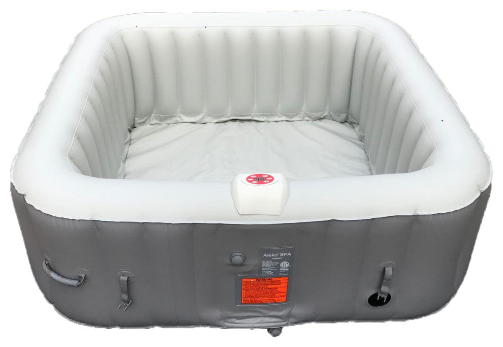 Aleko Square Inflatable Jetted Hot Tub Spa With Cover, 6 Person, 265 Gallon