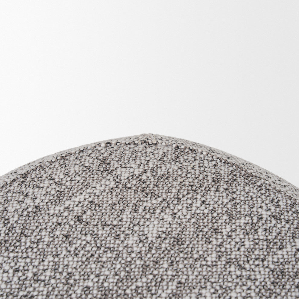 Siren Gray Fabric With Dark Brown Wood Round Pouf