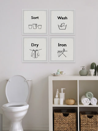 Hand-Wash Clothes Quadriptych, 4-Piece Set, 24x24 Panels