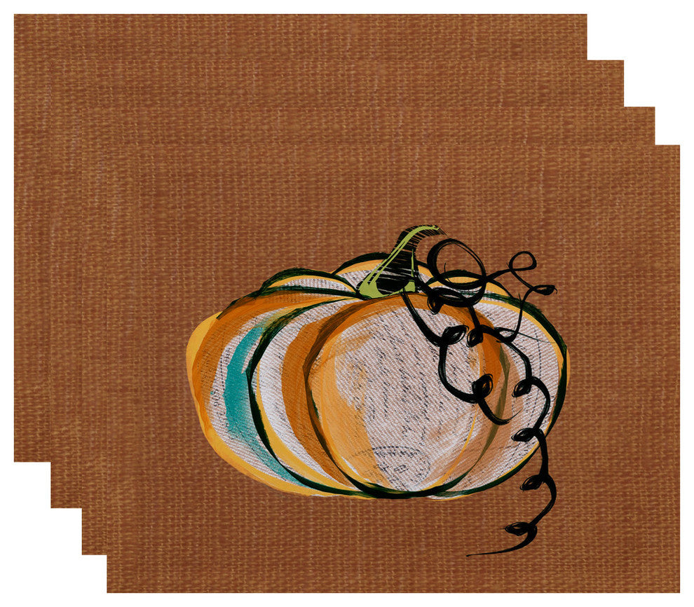 Pumpkin Fest Geometric Print Placemat, Set of 4, Rust