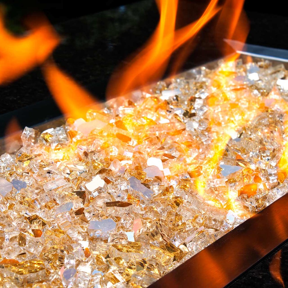 1/4" Reflective Tempered Fire Glass, Sunstorm Gold, 10 Pound Jar